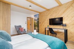 Televízia a/alebo spoločenská miestnosť v ubytovaní Premium Apartments Salwatoriańska Mountain View Zakopane by Renters Prestige