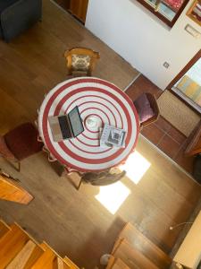 an overhead view of a table with a laptop on it at Kuca pod Rudnikom in Trudelj