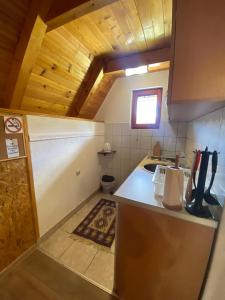 eine Küche mit einer Spüle und einer Arbeitsplatte in der Unterkunft Durmitor Bungalows in Žabljak