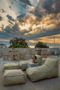 a group of pillows sitting on top of a roof at Eudokia Pension in Nafplio
