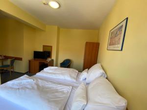 Postel nebo postele na pokoji v ubytování Tisza Alfa Hotel
