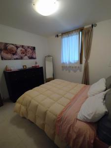 a bedroom with a large bed and a window at Appartamento Dellantonio in Predazzo