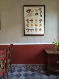 une photo de différents types de champignons sur un mur dans l'établissement chambres d'hôtes Le Carillon, à Bergues