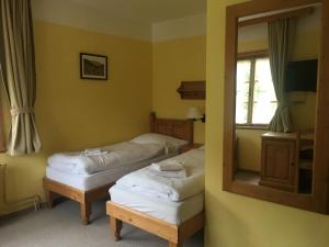 Postel nebo postele na pokoji v ubytování Alpský Hotel