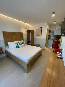 a bedroom with a large bed in a room at Alia Comfort Style Studios in Limenaria