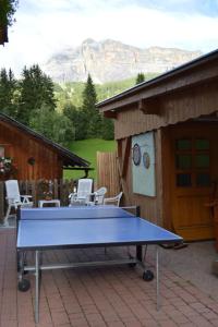 een blauwe tafeltennistafel voor een huis bij Ciasa Andy in Badia