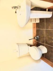 a toilet in a bathroom with two rolls of toilet paper at Achill Alantic Dream in Derreen