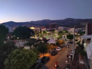 an aerial view of a city with a street at Yasemi in Argostoli
