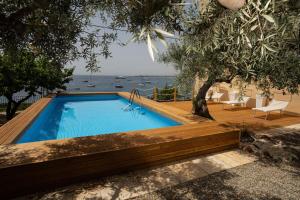 a swimming pool with a view of the ocean at Villa degli Ulivi in Taormina