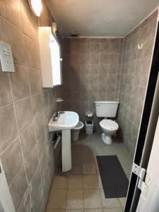 een kleine badkamer met een toilet en een wastafel bij El Nono in General Alvear