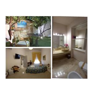 a collage of three pictures of a living room at Zia Mia B&b in Olbia