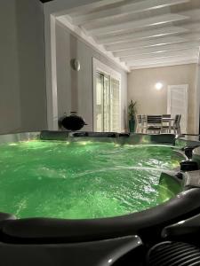 a swimming pool with green water in a room at Domus Lavinia ''Scirocco'' - Anzio in Anzio