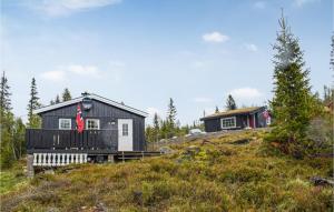 a black house on top of a hill at Amazing Home In Eggedal With 2 Bedrooms in Haglebu