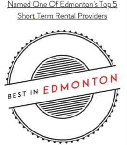 a label for the school of education with the text named one of elonrons at Chic 4 BDRM Home I King Bed I Double Garage Parking & Fast WiFi! in Edmonton