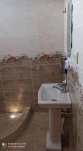 a bathroom with a sink and a mirror at Hotel Kharabadze in Kutaisi +28 photos