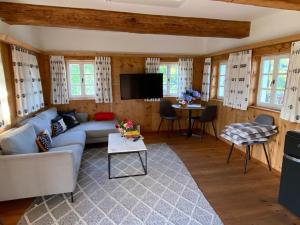 a living room with a couch and a tv at Appartement Georgiberg in Ehrenhausen