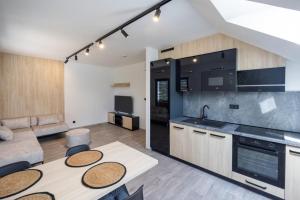 Kuchyň nebo kuchyňský kout v ubytování Apartmány Na Lánech