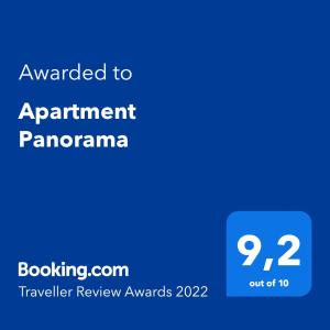 Certifikát, hodnocení, plakát nebo jiný dokument vystavený v ubytování Apartment Panorama