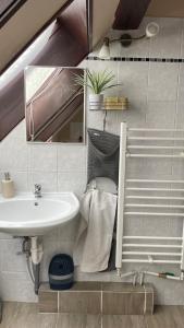 uma casa de banho com um lavatório e um espelho em Bristol Apartments em Baja
