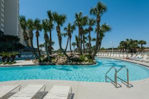 einen Pool mit Palmen und Stühlen in der Unterkunft Long Beach Resort 1-1300E in Panama City Beach