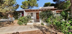 a house with a courtyard and trees in front of it at Viviendas Ferrer-Es Mal Pas in Sant Francesc Xavier