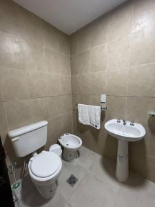 a bathroom with a toilet and a sink at Hermoso departamento,totalmente amoblado c/cochera in Salta