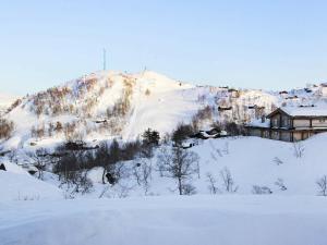 uma montanha coberta de neve com uma casa em cima dela em 10 person holiday home in SERAL em Åseral