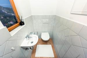 Vannituba majutusasutuses Smile Apartments mit Donaublick