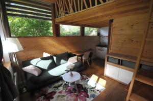 an overhead view of a living room in a cabin at Grajski oddih in Cerklje na Gorenjskem