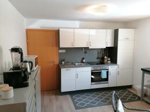 Kuchyňa alebo kuchynka v ubytovaní Helle Ferienwohnung Saunahaus