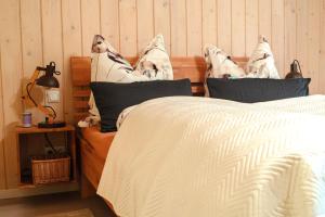 魏瑪的住宿－Apartment Sonnenschein，一间卧室配有带2个枕头的床