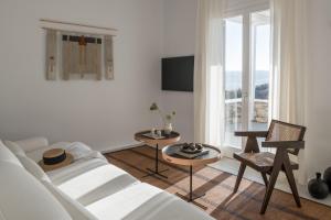 Televízia a/alebo spoločenská miestnosť v ubytovaní Mykonos Esti Luxury Villas