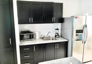 Kuchyň nebo kuchyňský kout v ubytování Acogedor apartment , seguridad las 24 horas , Airport 8 minutos, Centro de Santiago 10 Minutos , Tamboril la capital mundial del cigarro 10 minutos