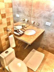 La salle de bains est pourvue d'un lavabo et de toilettes. dans l'établissement Boutiqueinn Ayubia, à Ayubia