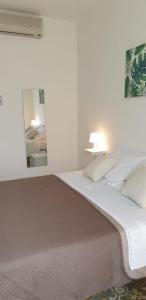 1 dormitorio con 1 cama grande y espejo en CASA VACANZE PIAZZA MALTA en Alezio
