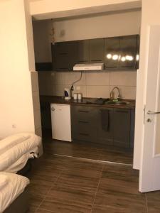 a small kitchen with a sink and a counter at Apartmani Anja Ohrid in Ohrid +3 photos