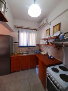 a small kitchen with a stove and a sink at Stefanel View-Frederika in Himare