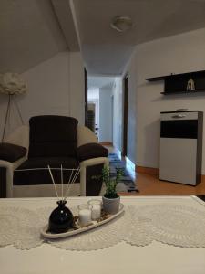 a living room with a couch and a table at Apartment EM 2 in Tuzla
