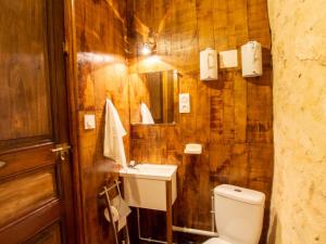 a bathroom with a toilet and a sink and a mirror at Gîte familial avec WiFi près de Brantôme - FR-1-616-102 in Saint-Front-la-Rivière