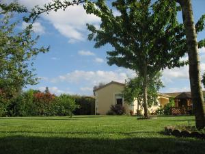 une maison dans une cour avec une pelouse verte dans l'établissement AGAPANTHE, à Saint-Georges-lès-Baillargeaux