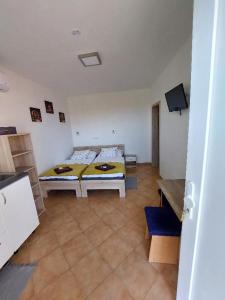 Zimmer mit 2 Betten und TV in der Unterkunft Penzion Pohoda in Mikulov