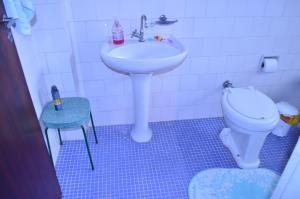 a bathroom with a sink and a toilet at Apartamento Bosque Águas de Lindóia in Águas de Lindóia