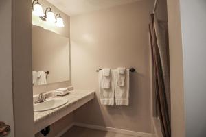 a bathroom with a sink and a mirror at Atlantic Motel in Moncton +26 photos
