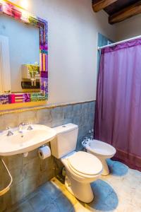 a bathroom with a toilet and a sink and a mirror at Suite por los caminos del vino in Mendoza +5 photos