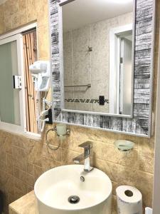 ein Bad mit einem Waschbecken und einem Spiegel in der Unterkunft Private Penthouse / Penthouse Privado in Mexiko-Stadt