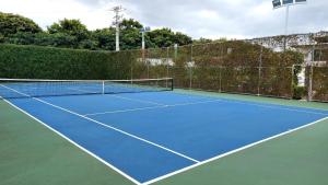 a tennis court with a net on top of it at Altamira Cozy apartment with amazing views in Santo Domingo