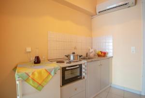 Kuchyň nebo kuchyňský kout v ubytování Aggelika Apartments