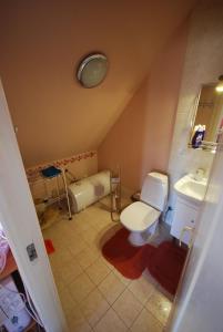 een badkamer met een toilet en een wastafel bij Ida Majutus in Kuressaare