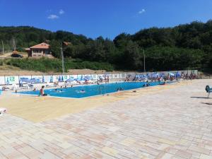 a large swimming pool with many people in it at Vikend kuća Ivković in Rudnik