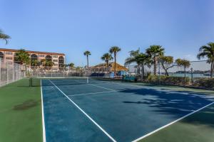 a tennis court with palm trees in the background at Anglers Cove Oasis in Marco Island